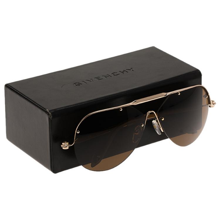 Pre Owned Givenchy Rose Gold SGVA51 Shield Sunglasses
