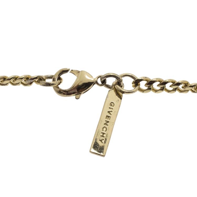 Pre Owned Givenchy Shark Tooth Pendant Gold Tone Chain Necklace