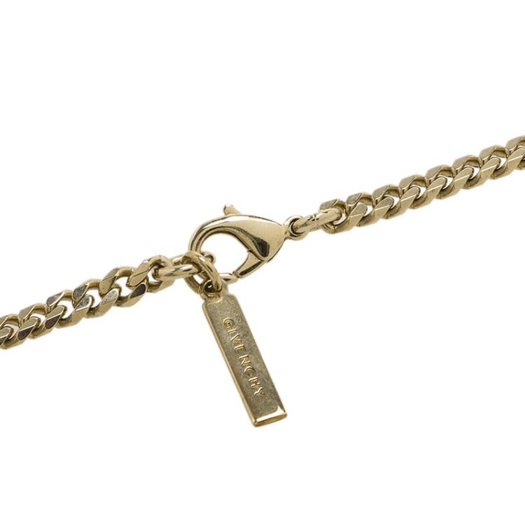Pre Owned Givenchy Shark Tooth Pendant Gold Tone Chain Necklace