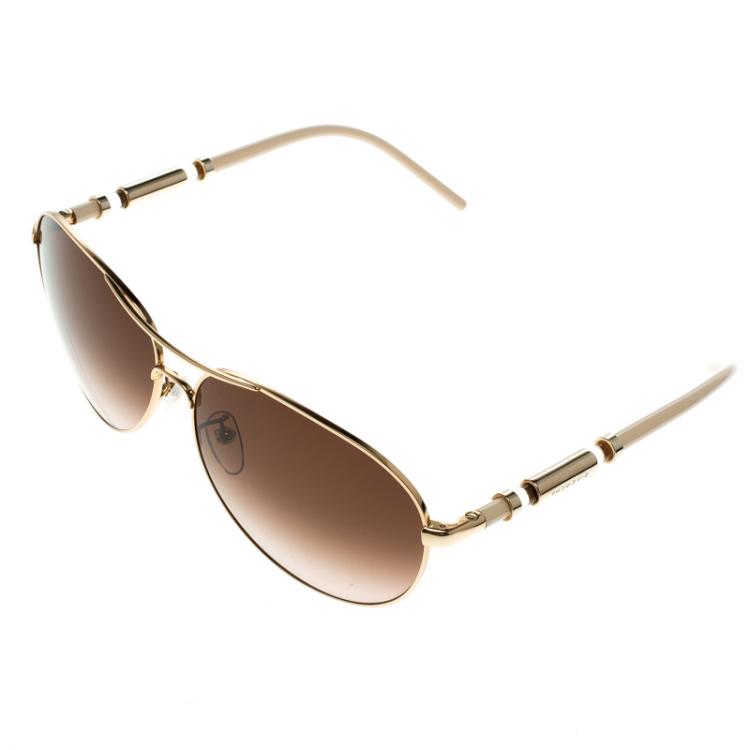 Pre Owned Givenchy Brown/Gold SGV 454 Aviator Sunglasses