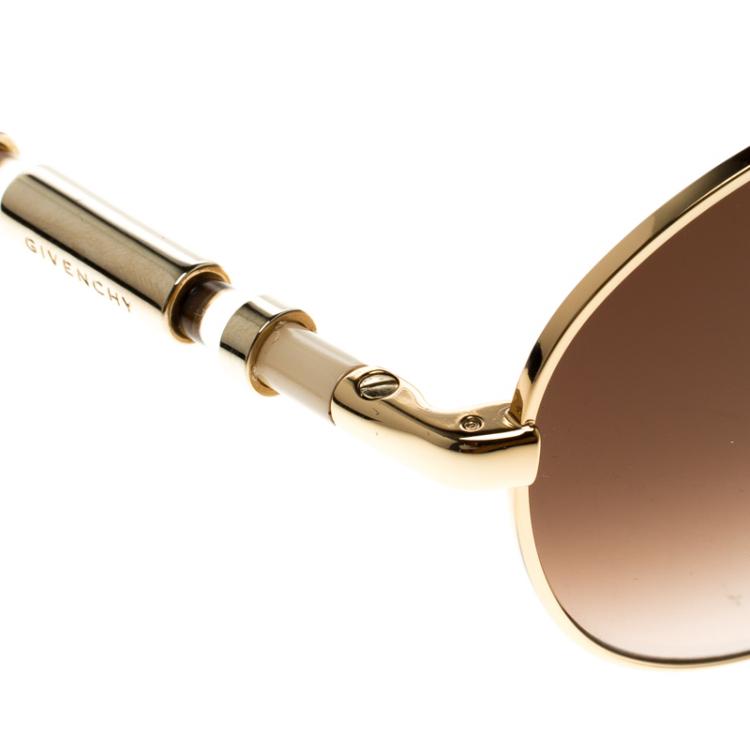 Pre Owned Givenchy Brown/Gold SGV 454 Aviator Sunglasses