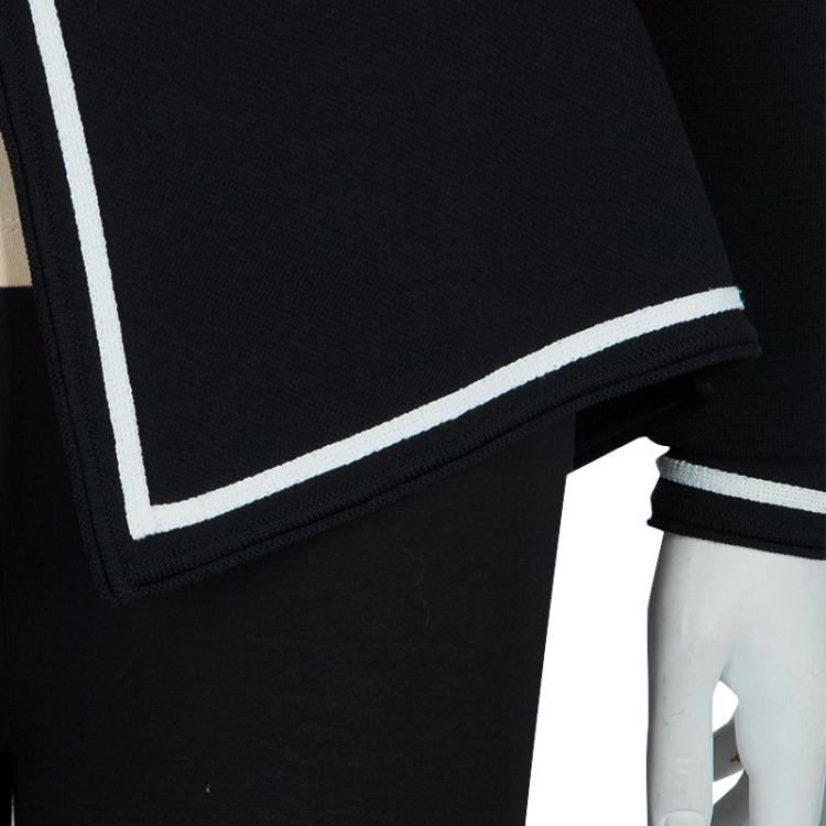 Pre Owned Givenchy Black Applique Embroidered Ruffle Detail Knit Jacket XS