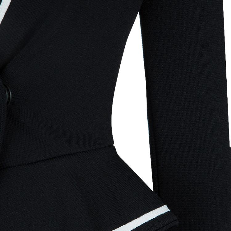Pre Owned Givenchy Black Applique Embroidered Ruffle Detail Knit Jacket XS