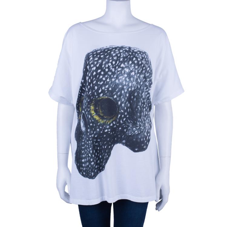 Pre Owned Givenchy White Skull Oversized Top S