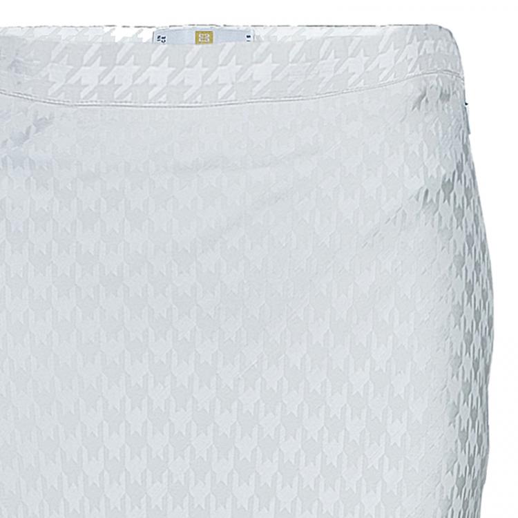 Pre Owned Givenchy Couture Cream Houndstooth Maxi Skirt L