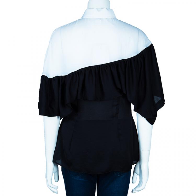 Pre Owned Givenchy Monochrome Frill Detail Top L