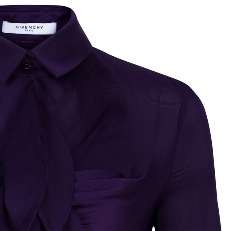 Pre Owned Givenchy Purple Ruffle Top S