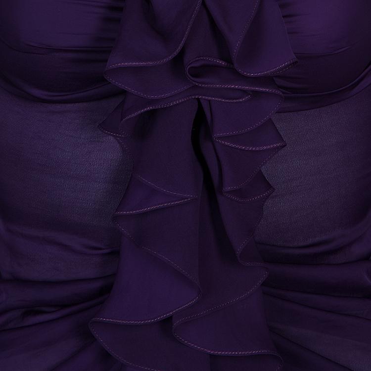 Pre Owned Givenchy Purple Ruffle Top S