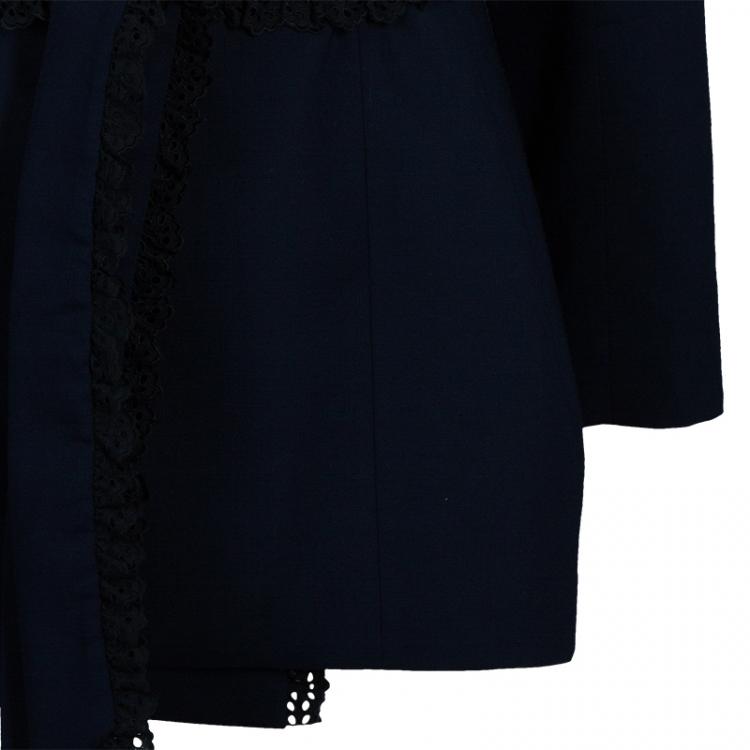 Pre Owned Givenchy Couture Vintage Navy Blue Wrap Jacket S
