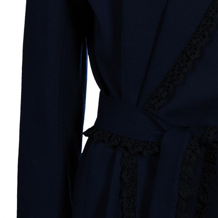 Pre Owned Givenchy Couture Vintage Navy Blue Wrap Jacket S