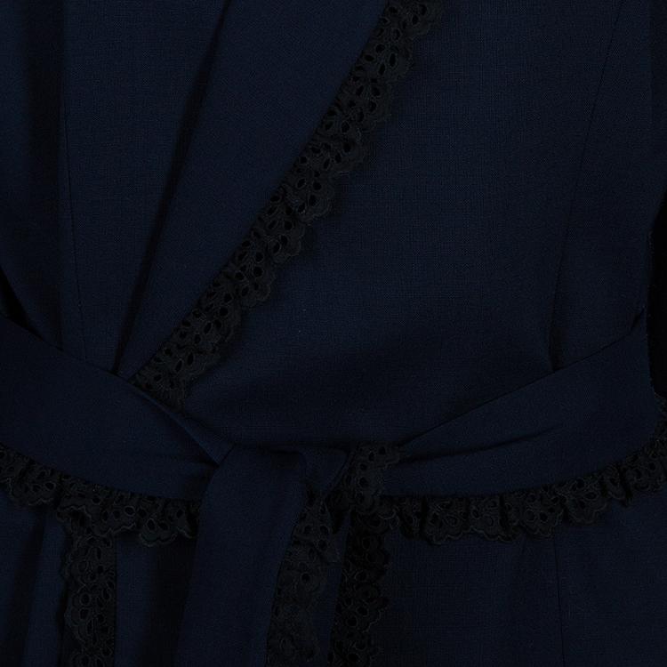 Pre Owned Givenchy Couture Vintage Navy Blue Wrap Jacket S