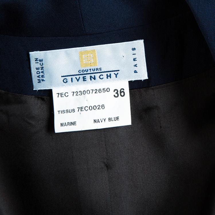 Pre Owned Givenchy Couture Vintage Navy Blue Wrap Jacket S