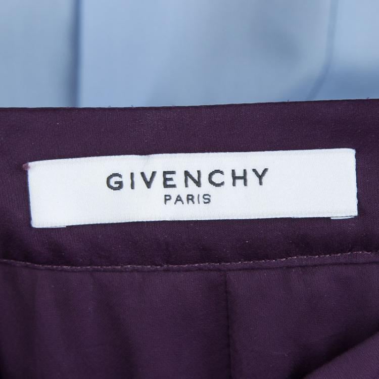 Pre Owned Givenchy Purple Draped Ruffle Detail Zip Front Ruched Dress M