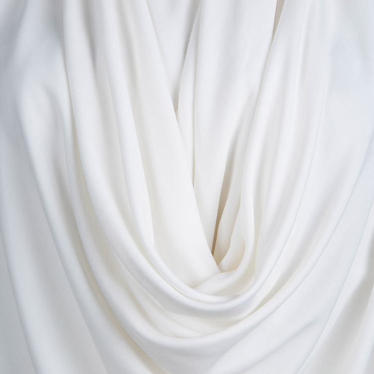 Pre Owned Givenchy White Knit Draped Cowl Neck Long Sleeve Top M