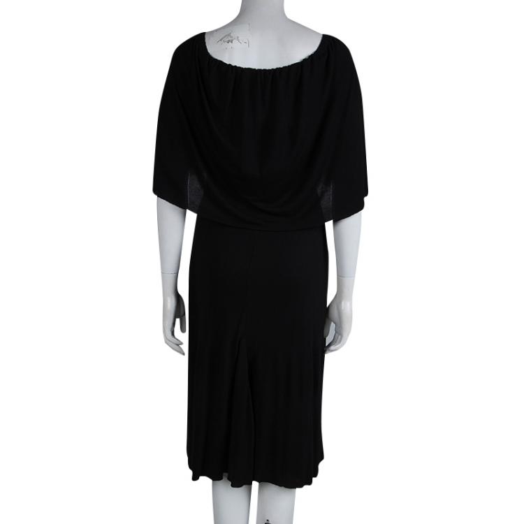 Pre Owned Givenchy Black Off Shoulder Cape Neck Dress M