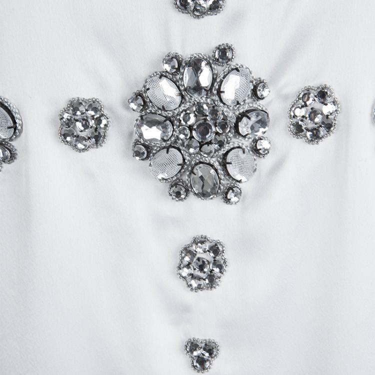 Pre Owned Givenchy White Stone Embellished Sleeveless Tunic XS