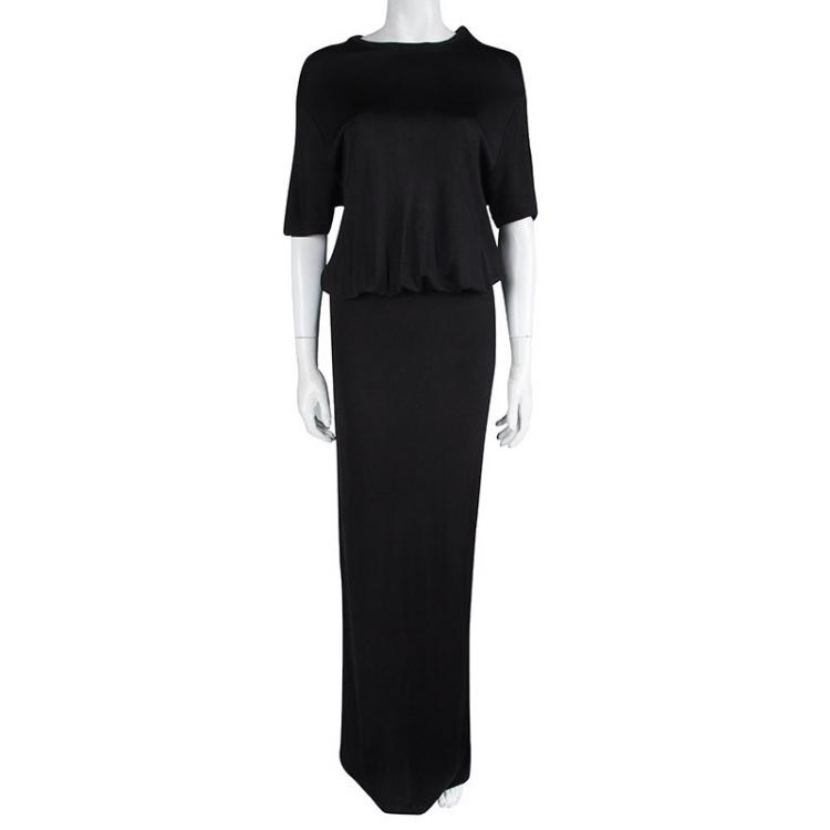 Pre Owned Givenchy Black Knit Drop Waist Short Sleeve Maxi Dress M