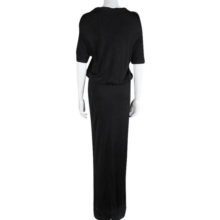 Pre Owned Givenchy Black Knit Drop Waist Short Sleeve Maxi Dress M