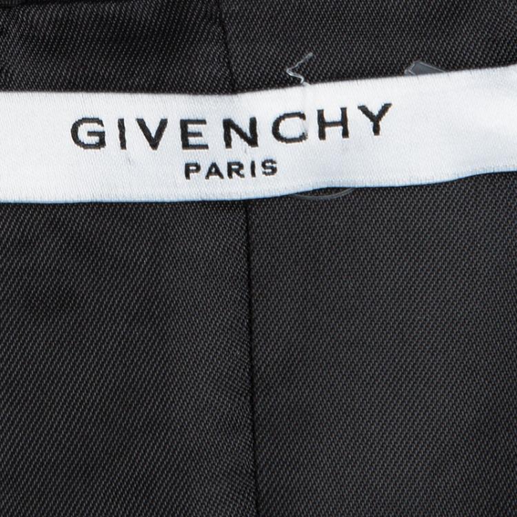 Pre Owned Givenchy Black Knit Ruffle Detail Zip Front High Low Peplum Jacket M