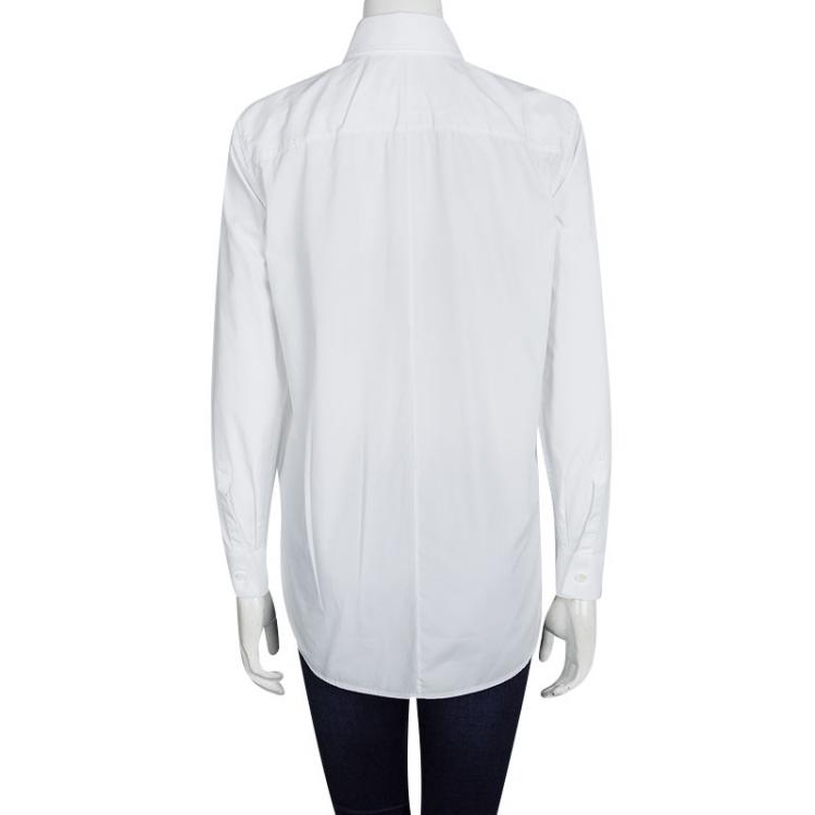 Pre Owned Givenchy White Cotton Button Front Long Sleeve Oversized Shirt S