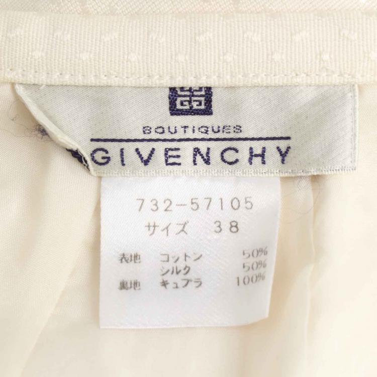 Pre Owned Givenchy Cream Lapel Style Skirt Suit M
