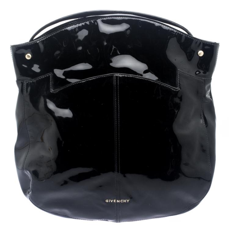 Pre Owned Givenchy Black Patent Leather Hobo