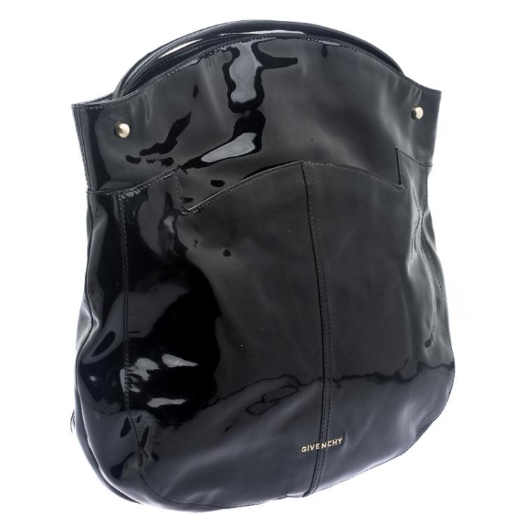 Pre Owned Givenchy Black Patent Leather Hobo