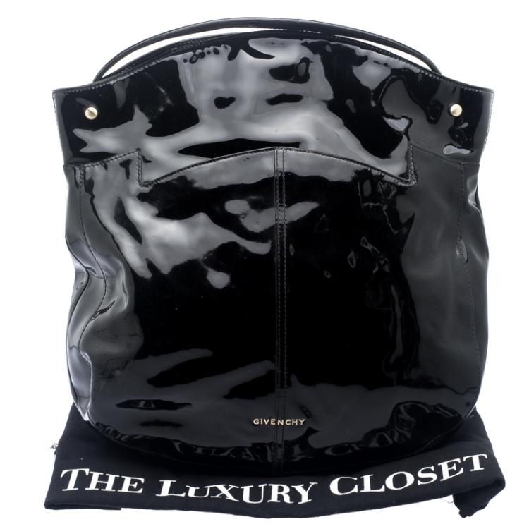 Pre Owned Givenchy Black Patent Leather Hobo