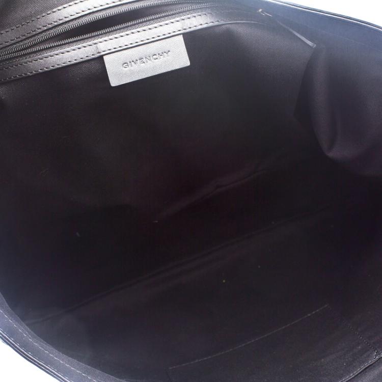 Pre Owned Givenchy White/Black Coated Canvas and Leather Shopper Tote