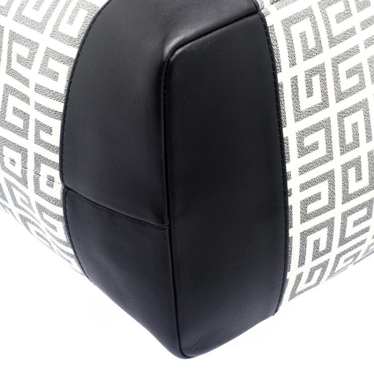 Pre Owned Givenchy White/Black Coated Canvas and Leather Shopper Tote