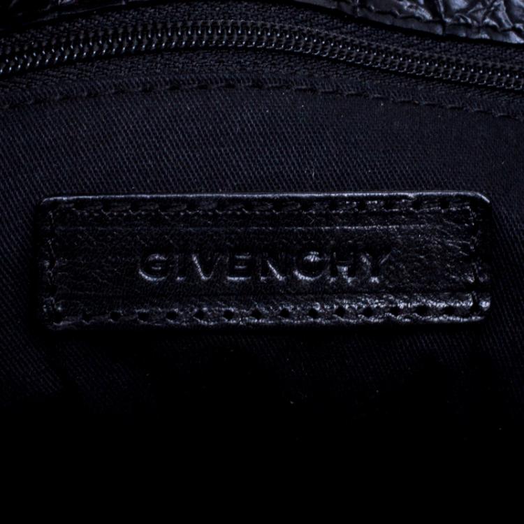 Pre Owned Givenchy Black Croc Embossed Leather Folded Chain Clutch