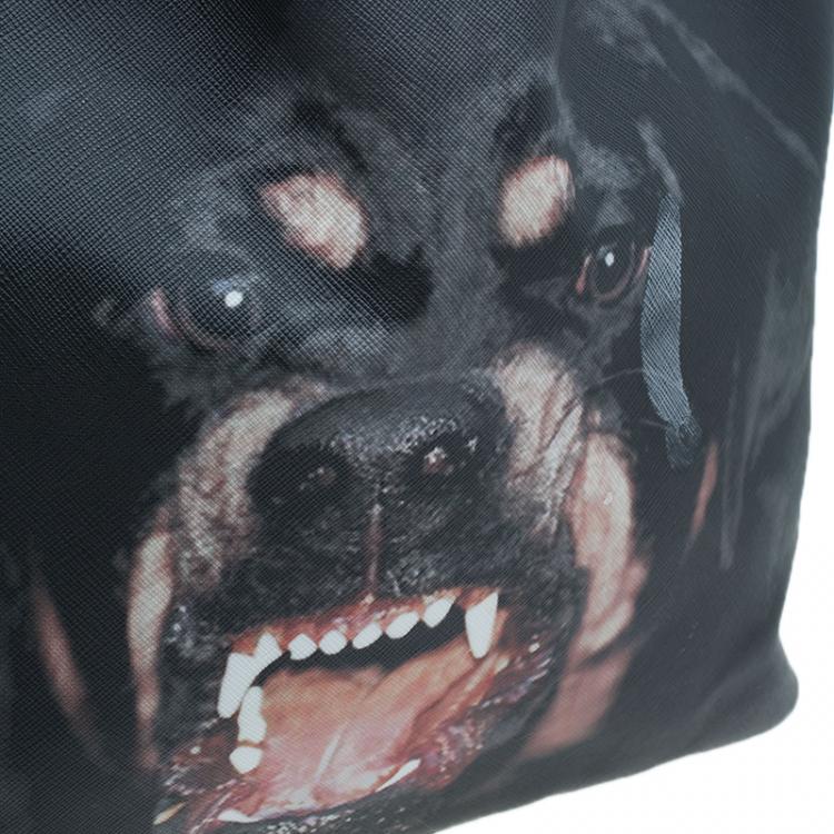 Pre Owned Givenchy Black Coated Canvas Dog Print Large Shopper Tote 