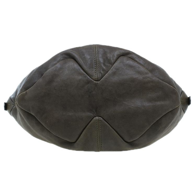 Pre Owned Givenchy Military Green Leather Medium Tinhan Hobo
