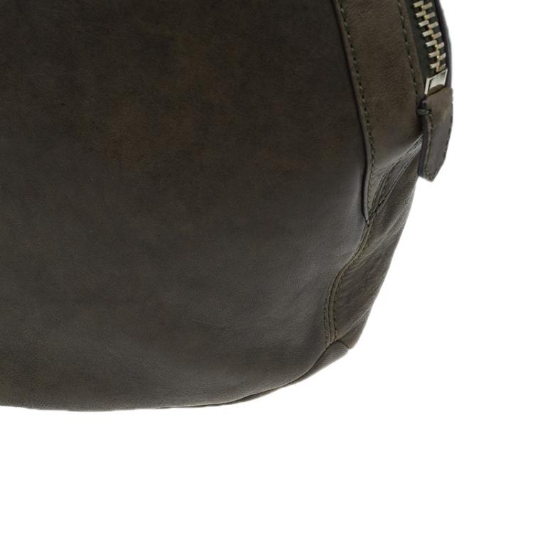 Pre Owned Givenchy Military Green Leather Medium Tinhan Hobo