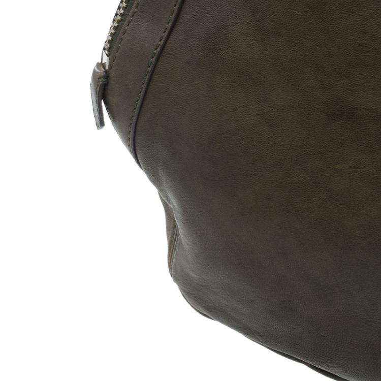 Pre Owned Givenchy Military Green Leather Medium Tinhan Hobo