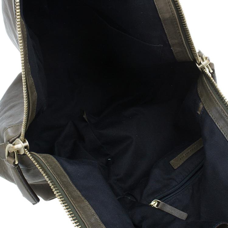 Pre Owned Givenchy Military Green Leather Medium Tinhan Hobo