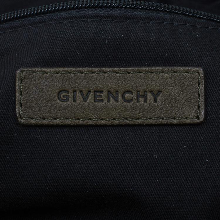 Pre Owned Givenchy Military Green Leather Medium Tinhan Hobo