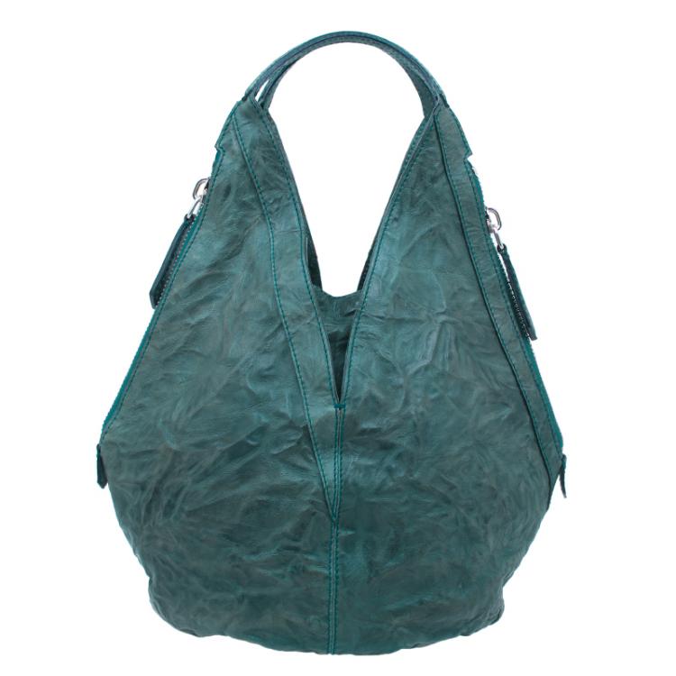 Pre Owned Givenchy Green Textured Leather Small Tinhan Hobo Bag