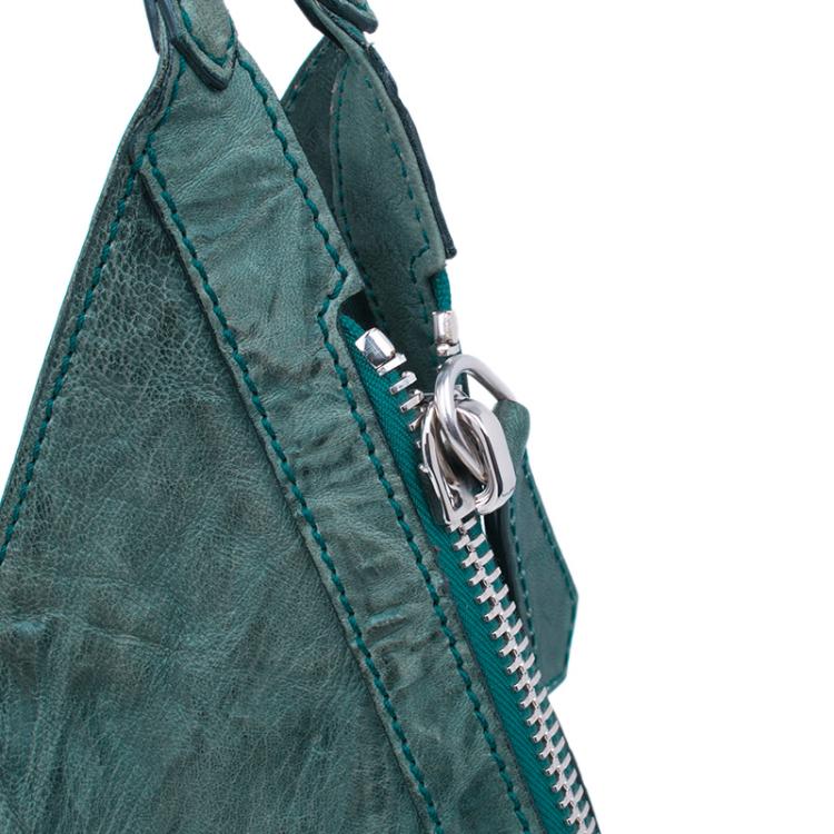 Pre Owned Givenchy Green Textured Leather Small Tinhan Hobo Bag