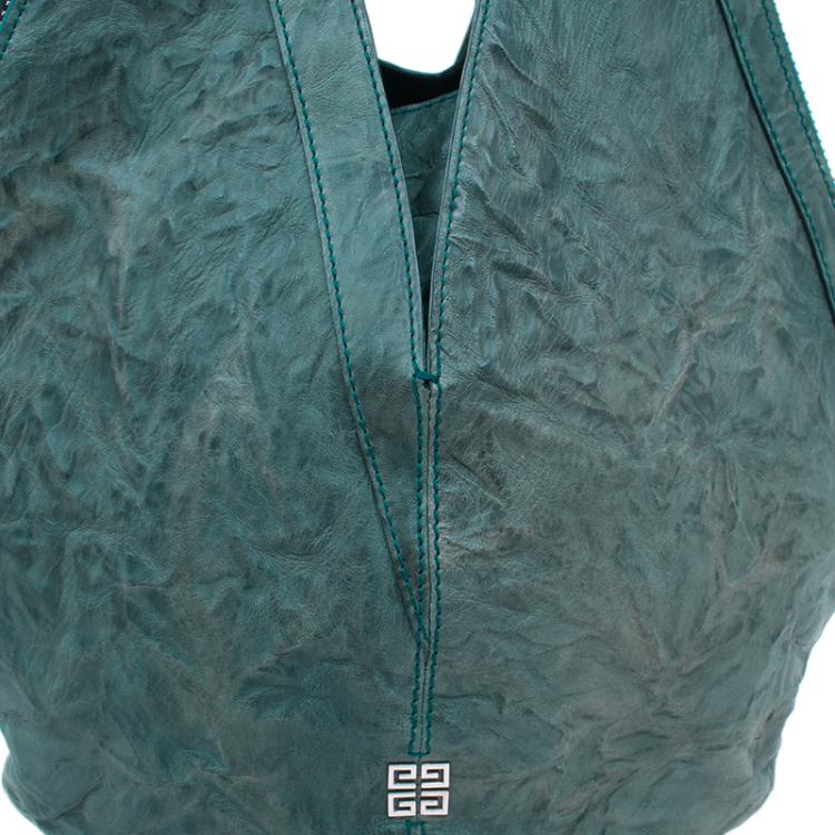 Pre Owned Givenchy Green Textured Leather Small Tinhan Hobo Bag