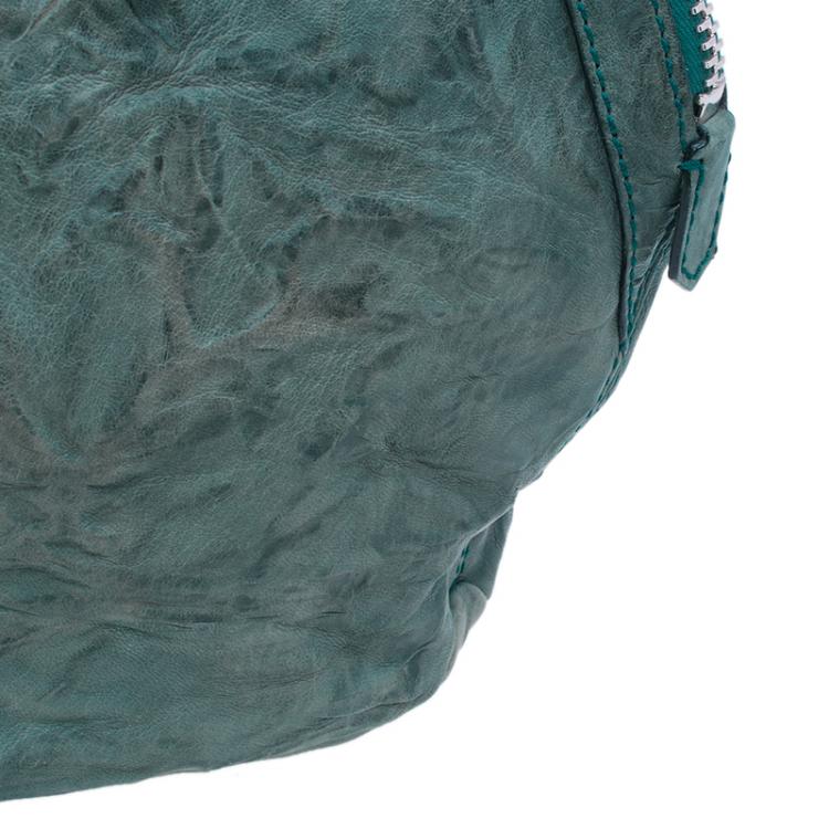 Pre Owned Givenchy Green Textured Leather Small Tinhan Hobo Bag