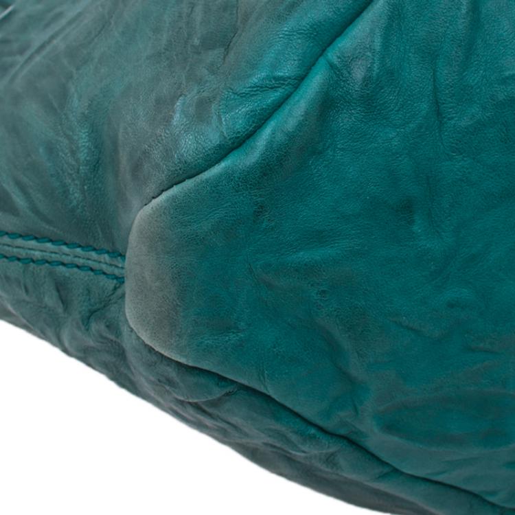 Pre Owned Givenchy Green Textured Leather Small Tinhan Hobo Bag