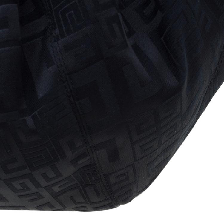 Pre Owned Givenchy Black Fabric Logo Print Hobo