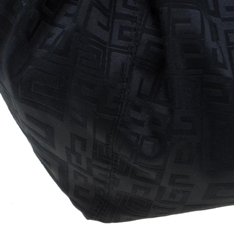 Pre Owned Givenchy Black Fabric Logo Print Hobo