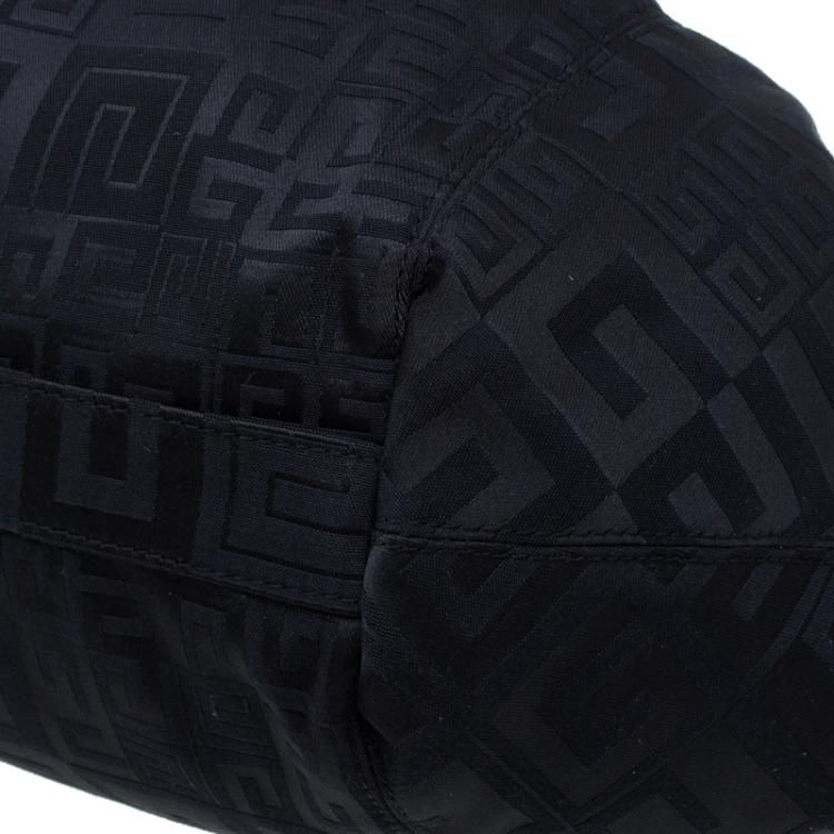 Pre Owned Givenchy Black Fabric Logo Print Hobo