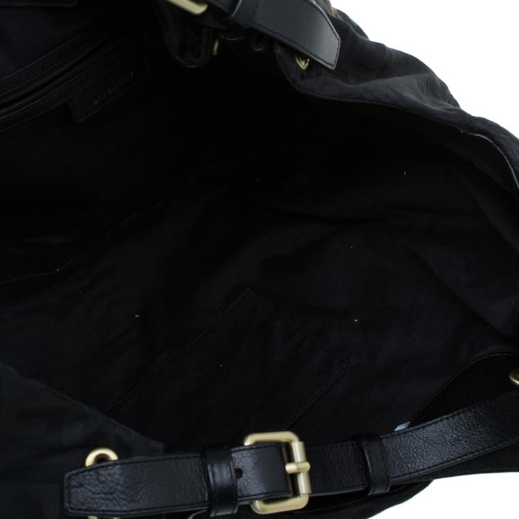 Pre Owned Givenchy Black Fabric Logo Print Hobo