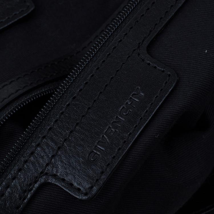 Pre Owned Givenchy Black Fabric Logo Print Hobo