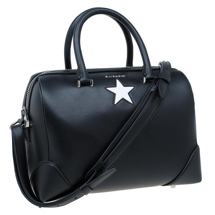Pre Owned Givenchy Black Leather Medium Lucrezia Star Duffle Bag