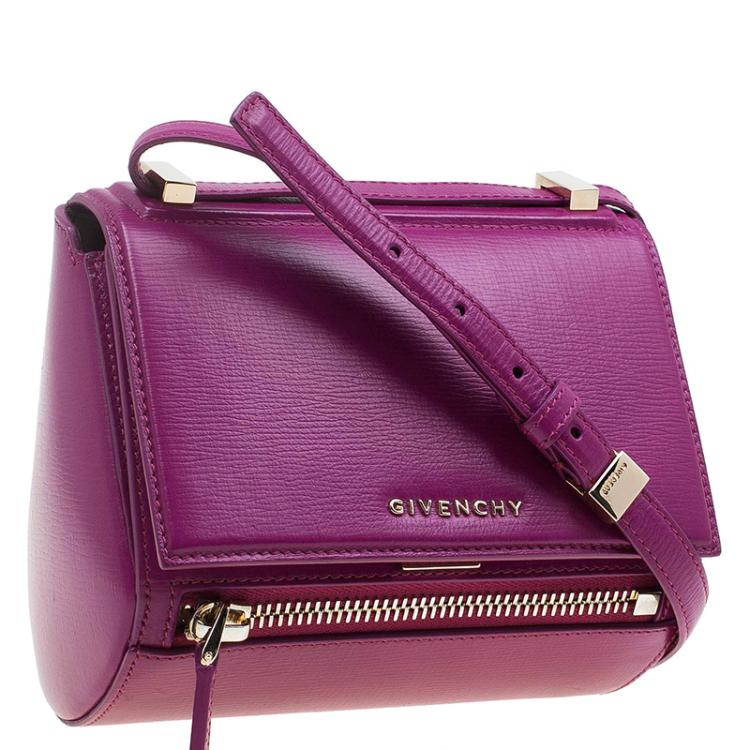 Pre Owned Givenchy Magenta Leather Mini Pandora Box Crossbody Bag