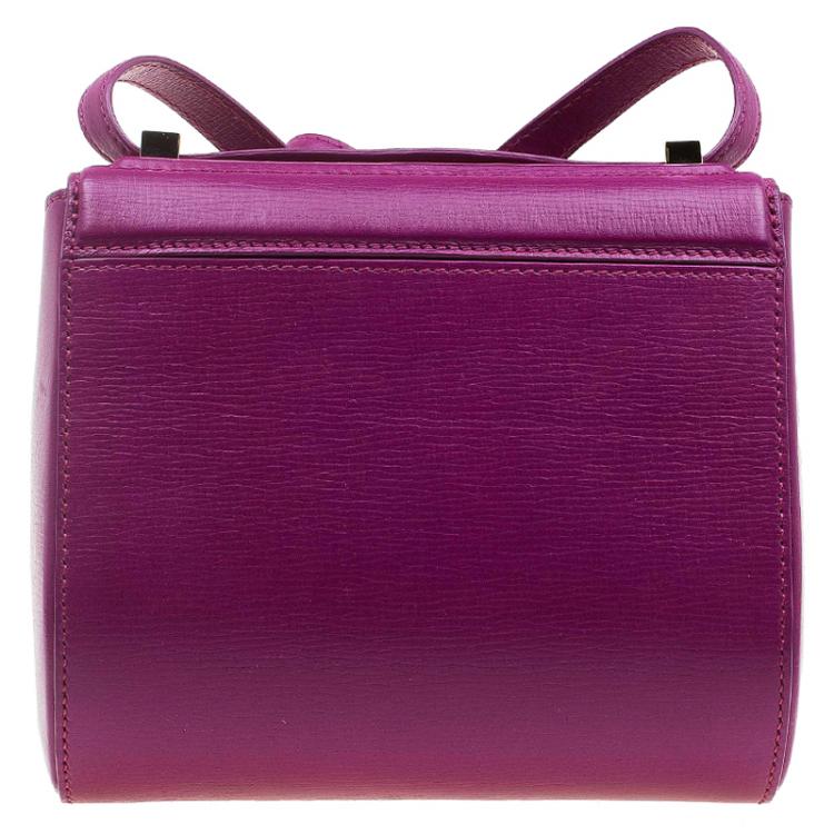 Pre Owned Givenchy Magenta Leather Mini Pandora Box Crossbody Bag